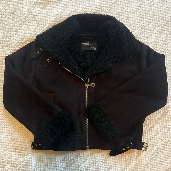 Pull & Bear Suede Moto Jacket with Sherpa Lining - Picture 3 of 5